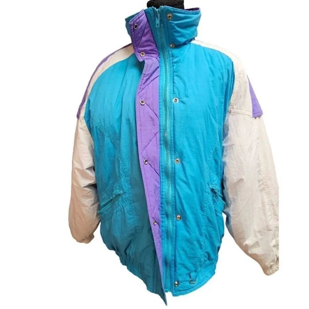 Weather Watcher Pacific Trail Vintage Ski Winter Puffer Jacket Blue White SZ M